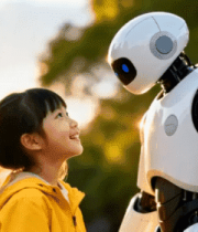 女孩与机器人户外互动2126#横屏 