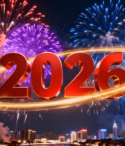 年新年烟花城市夜景703#横屏 