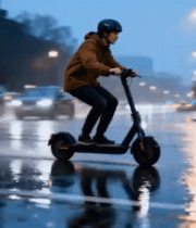 男子夜晚骑行电动滑板车3086#横屏 