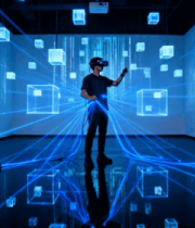 男子体验虚拟现实场景1701#横屏 