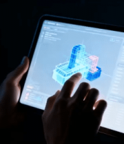男子手持平板操作图形3549#横屏 