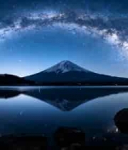  湖面星空与远山夜景素材1853#横屏 	 -