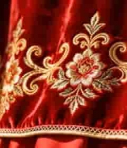  红色布料精美金色刺绣特写1626#横屏 	 
