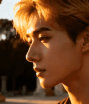 男子户外侧面逆光特写2869#横屏 