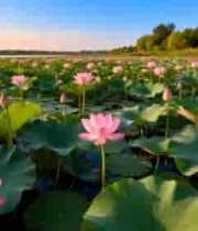  荷塘荷花自然风光素材2692#横屏 	 