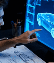 男性设计师电脑前绘图操作592#横屏 