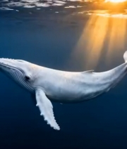  海洋中阳光照耀下的鲸鱼1067#横屏 	 