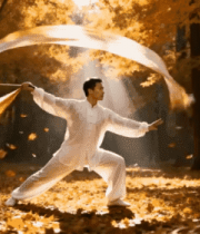 男子秋季林间舞太极绸3149#横屏 