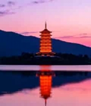  杭州西湖雷峰塔黄昏全景153#横屏 	 