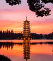  杭州西湖雷峰塔黄昏美景3008#横屏 	 - 