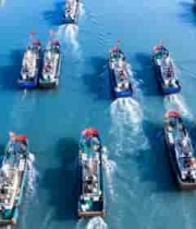  海上渔船群航画面2518#横屏 	 