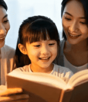 母女三人一起看书场景3643#横屏 