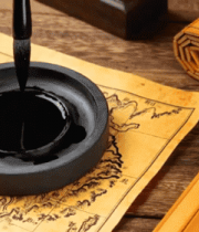 毛笔蘸墨书写素材5480#横屏 