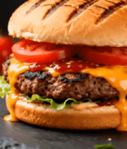 美味芝士牛肉汉堡特写3902#横屏 