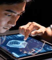 两人查看平板科技画面992#横屏 