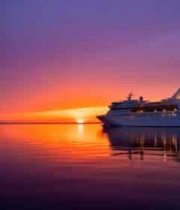  海上邮轮日落景象2556#横屏 	 