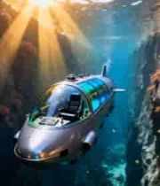  海底潜水艇穿梭珊瑚景观1186#横屏 	 