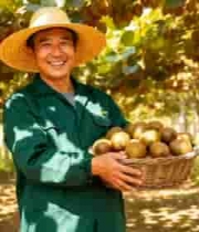  果农手持一篮猕猴桃2810#横屏 	 