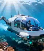  海底载人潜水器水下探索画面3007#横屏 	 -