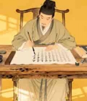  古人桌前毛笔书写场景771#横屏 	 - 