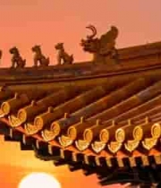  古建筑屋檐夕阳全景2448#横屏 	 