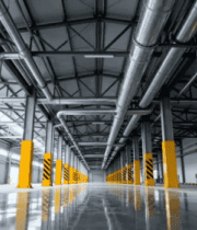 空旷厂房内人物行走场景5085#横屏 