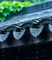  古建筑屋檐雨滴落下场景950#横屏 	 