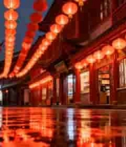  古街红灯笼夜景805#横屏 	 -