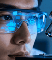 科研人员使用显微镜观察实验887#横屏 