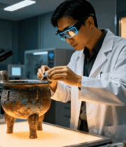 科研人员实验室研究古代青铜器2935#横屏 