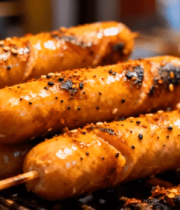 烤架上的美味烤香肠素材4877#横屏 