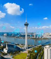 科技感城市地标建筑俯瞰3155#横屏 