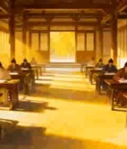  古代文人室内伏案书写场景1149#横屏 	 -