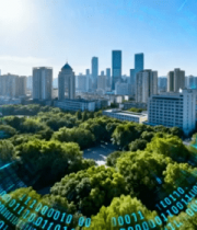 科技感城市风光俯瞰画面3106#横屏 