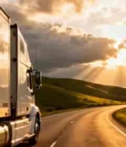  公路上行驶的大型货运卡车(1)2144#横屏 	 