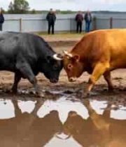  公牛在泥地中角斗场景274#横屏 	 - 