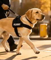 警察牵警犬街道行走画面1100#横屏 
