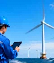  工人海上风力发电场操作平板2351#横屏 	 - 