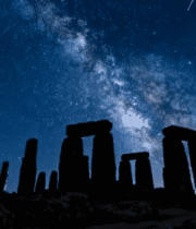 巨石阵夜空下的星空景象5358#横屏 