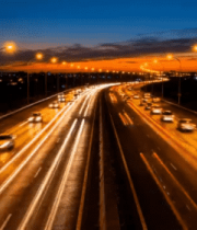 黄昏时公路车流夜景4157#横屏 