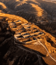 黄土高原梯田村落俯瞰792#横屏 