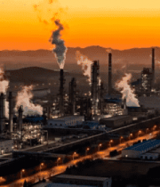 黄昏时的化工厂全景367#横屏 