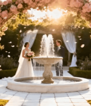 花园中新人婚礼场景4152#横屏 