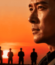 军人夕阳下的剪影画面434#横屏 