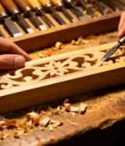  工匠手工雕刻木材画面2501#横屏 	 -