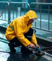  工人雨天户外维修作业1281#横屏 	 