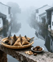 江南水乡粽子特写素材1310#横屏 