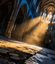 教堂内光线洒落地面场景4283#横屏 