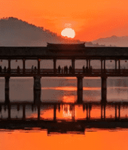 江南水乡日落古桥风景4296#横屏 