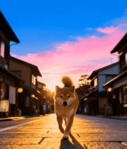 街道上行走的柴犬670#横屏 